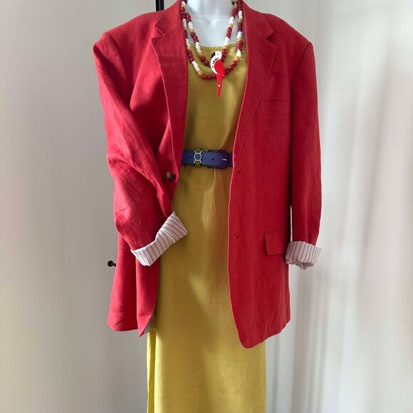 Long yellow silk and linen dress - Picture 6 of 15